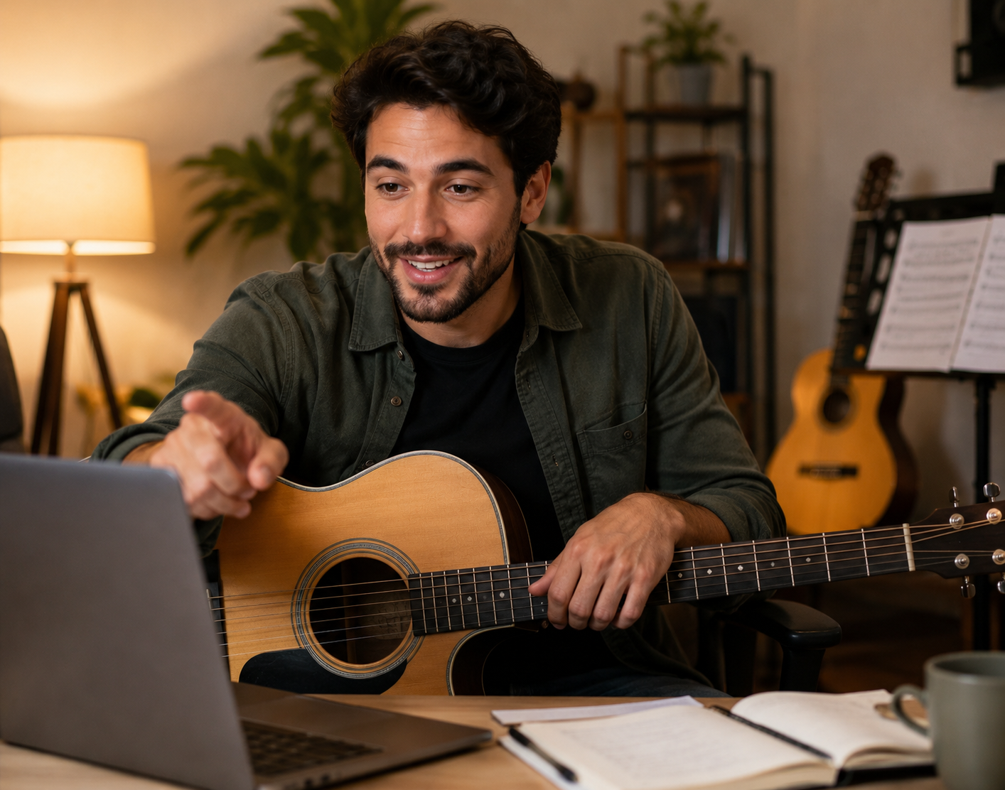 Student learning music